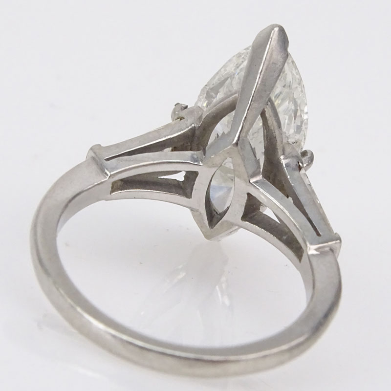 EGL Certified Antique 3.15 Carat Marquise Cut Diamond and Platinum Engagement Ring.