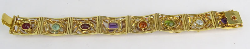 Attributed to: H Stern Vintage Multi Gemstone and 18 Karat Yellow Gold Bracelet.