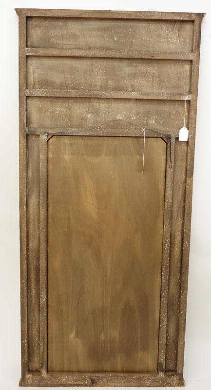 Large Italian Gilt and Painted Carved Wood Mirror.