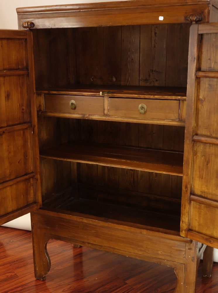 Mid Century Chinese Ming Style 2 Door Wooden Cabinet.