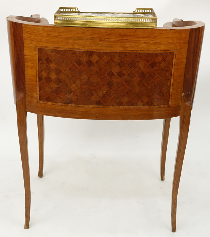 Early 20th Century Louis XV Style Parquetry Inlaid and Bronze Mounted Bureau de Dame.