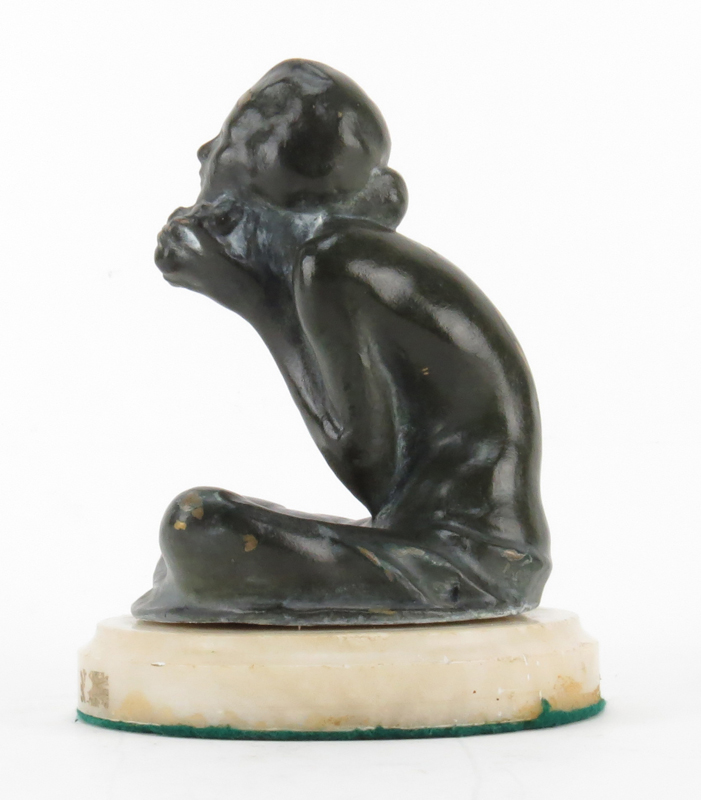 Early 20th Century French Art Deco Bronze Nude Sculpture on Marble base.