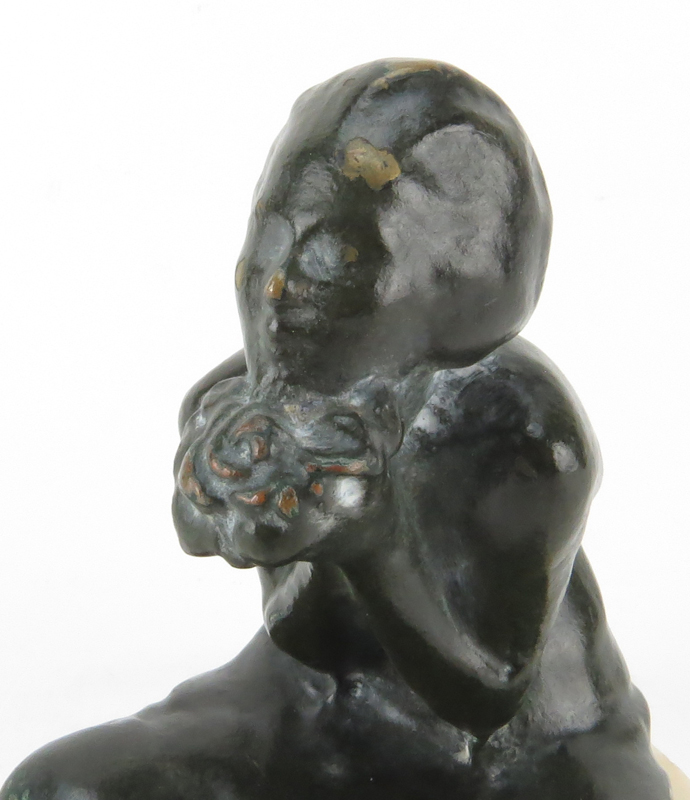Early 20th Century French Art Deco Bronze Nude Sculpture on Marble base.
