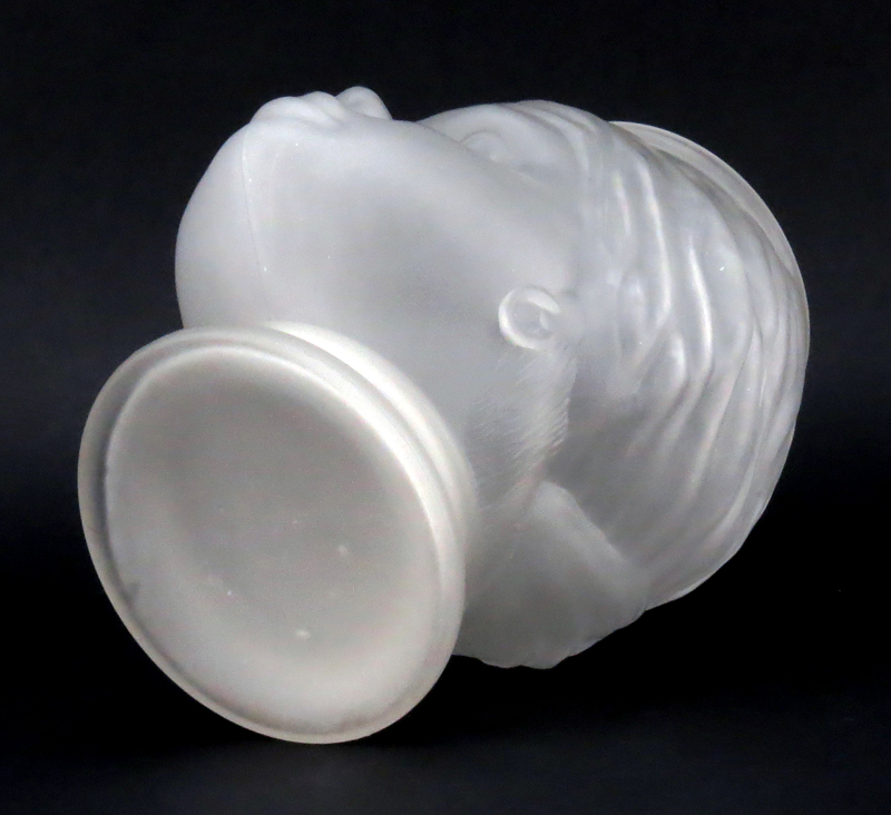 Mid Century Frosted Glass Blackamoor Girl Head Vase/Planter.