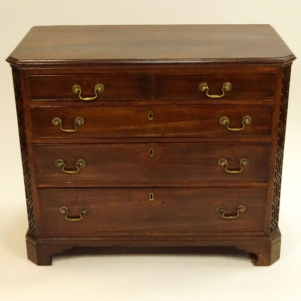 19th Century English Chinese Chippendale style Mahogany Chest of Drawers.