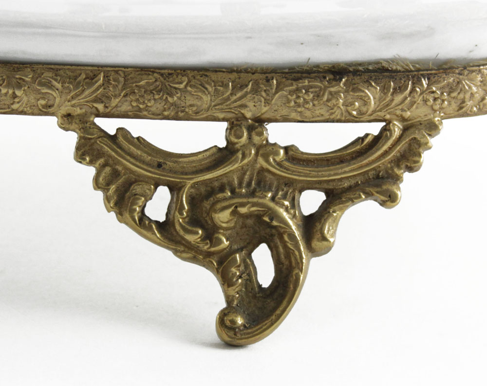 19th Century Sevres Bronze Mounted Louis XVI Style Gilt Hand Painted Centerpiece Bowl.