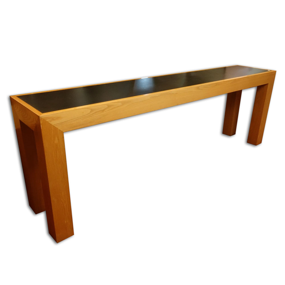 Contemporary Wood with Faux Leather Console Table.