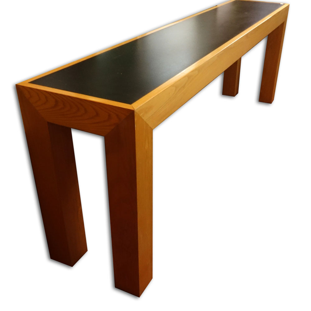 Contemporary Wood with Faux Leather Console Table.