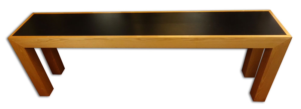 Contemporary Wood with Faux Leather Console Table.