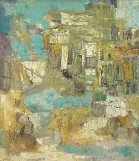 Gertrude Russell Barrer American-New York (1921-1992) Oil on Canvas "Abstract" 