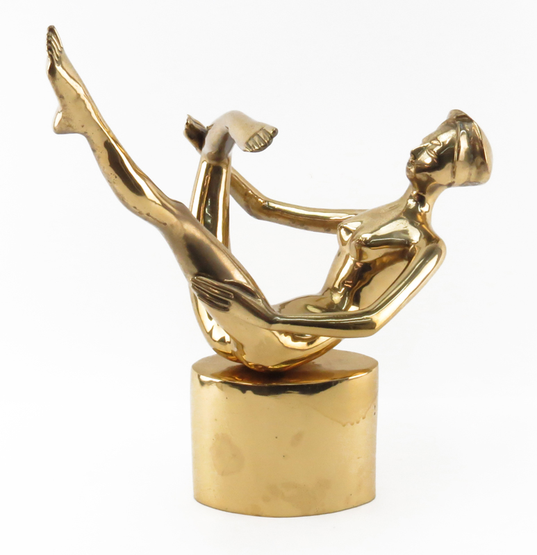 Retro Gilt Bronze Modern Sculpture "Nude Dancer". 