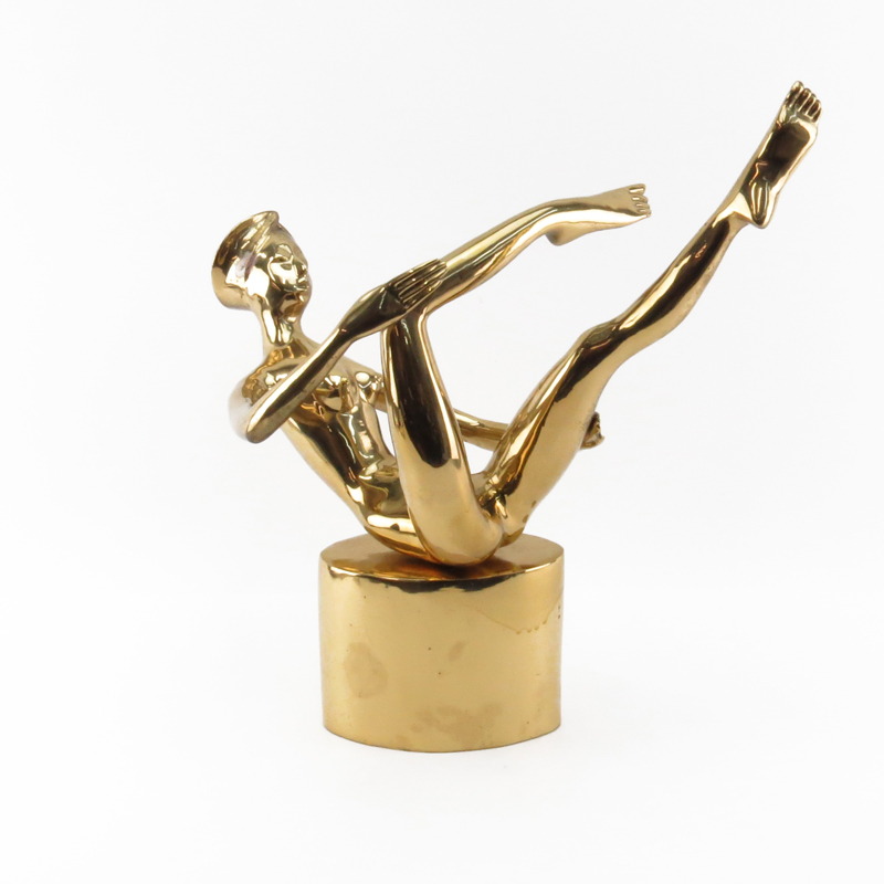 Retro Gilt Bronze Modern Sculpture "Nude Dancer". 