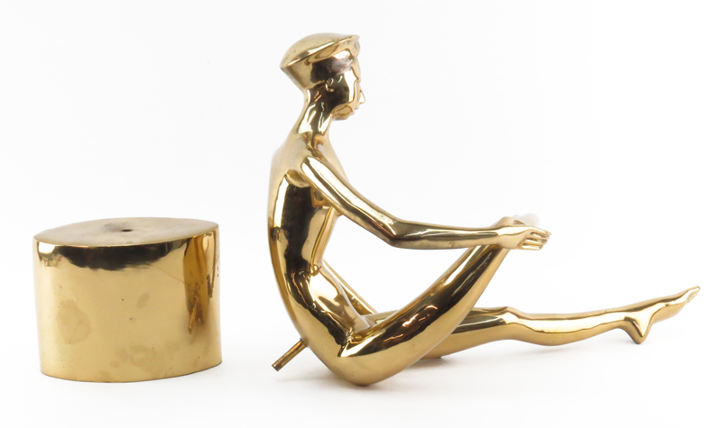 Retro Gilt Bronze Modern Sculpture "Nude Dancer". 