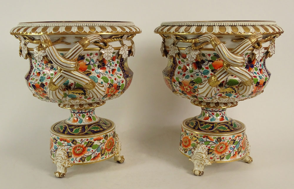 Impressive Pair of Porcelain 'Japan' Pattern Warwick Wine Coolers Attributed to Bloor Derby, England c. 1825. 