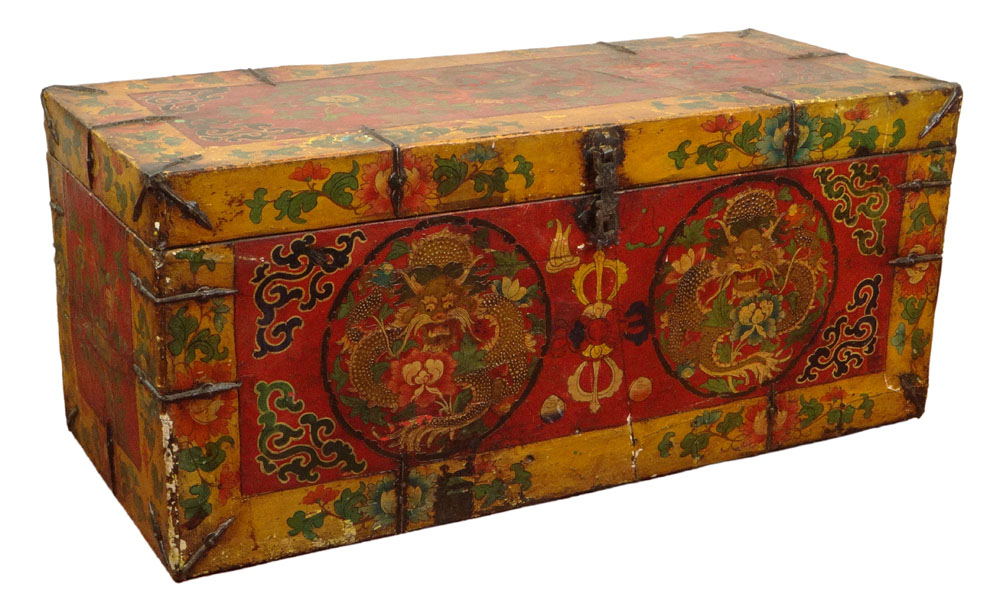 Antique Tibetan Trunk. Very Colorful.