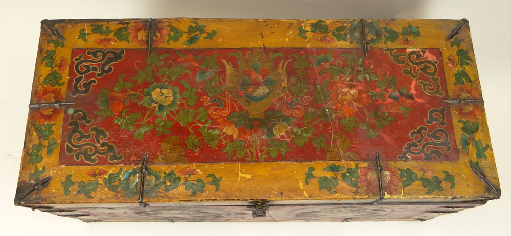 Antique Tibetan Trunk. Very Colorful.