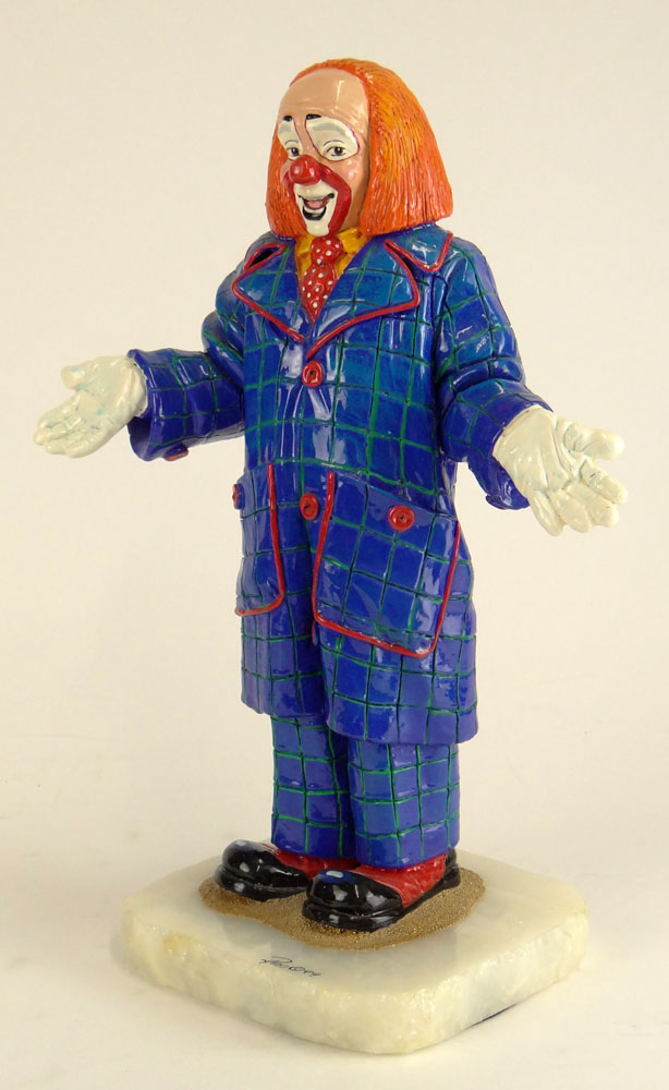 Circa 1999 Ron Lee, Limited Edition, "Toto the Clown" Sculpture on Onyx Base. 