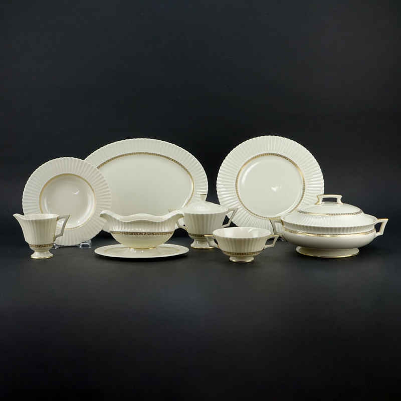 Thirty Two (32) Piece Lenox "Cretan" Porcelain Dinnerware. 