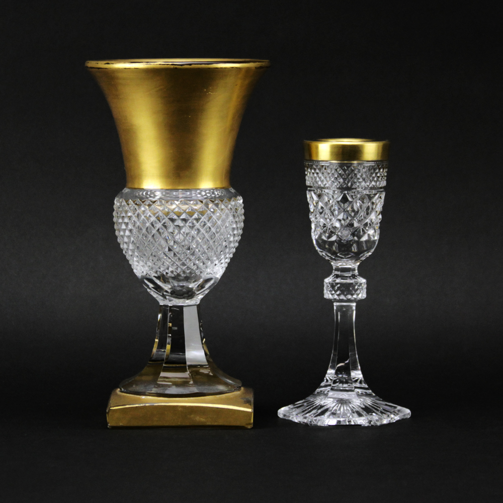 Lot of Two (2) French Gilt Crystal Tabletop Items.