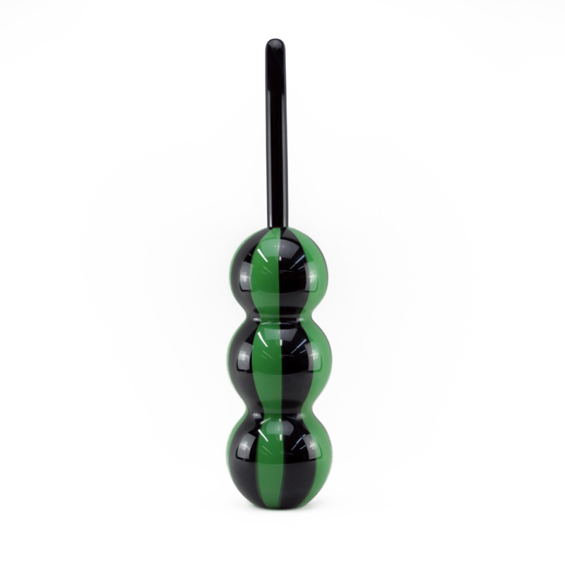 Mid Century Modern Art Glass Green and Black Colored Sculpture.