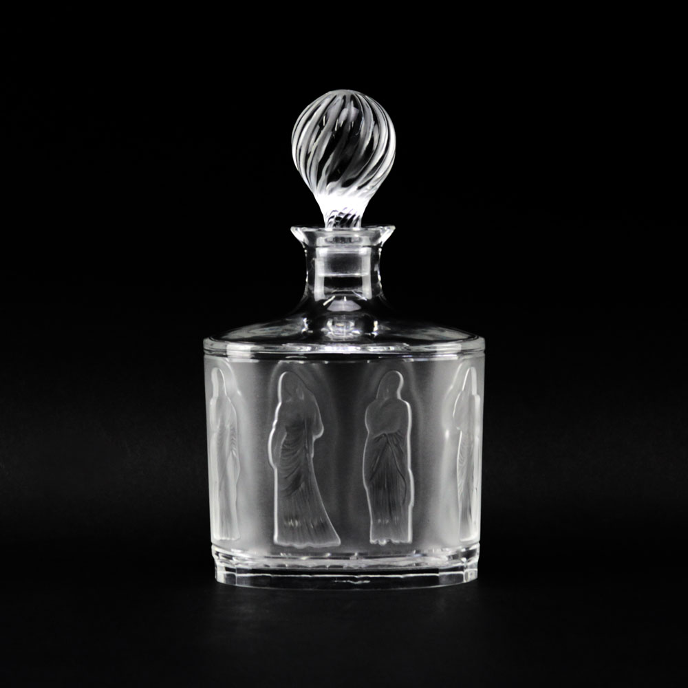Lalique France Frosted and Clear Crystal "Femmes Antiques" Decanter.
