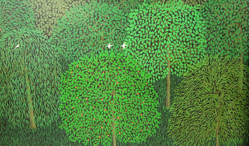 Gil, San Salvador (20th Century) Original Folk Art Oil on Canvas Painting. 