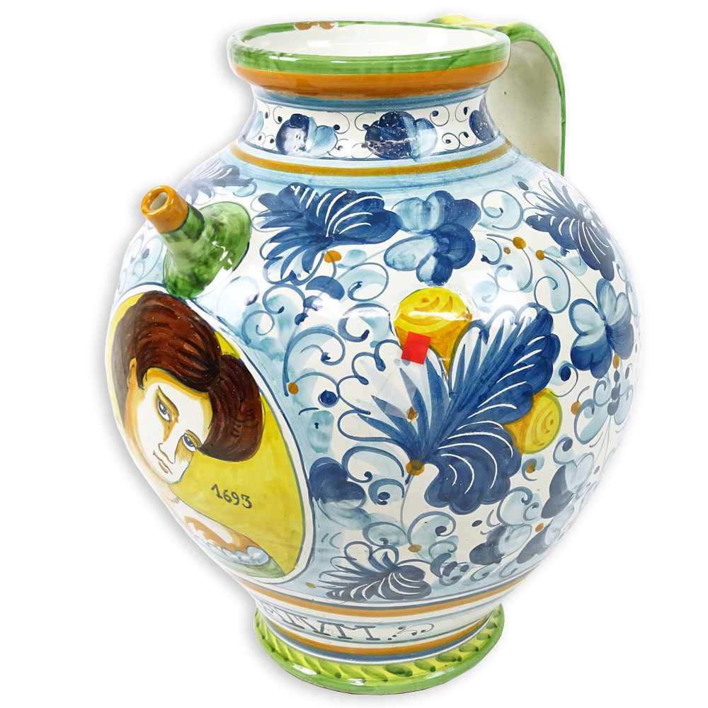 Oversize 20th Century Italian Majolica Pottery Pitcher.