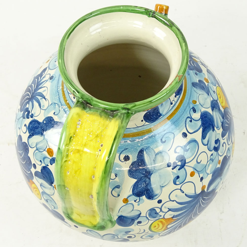 Oversize 20th Century Italian Majolica Pottery Pitcher.