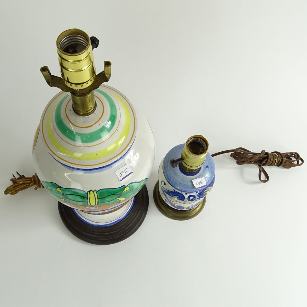 Lot of Two (2) Vintage Hand Painted Pottery "Apothecary" Lamps. 