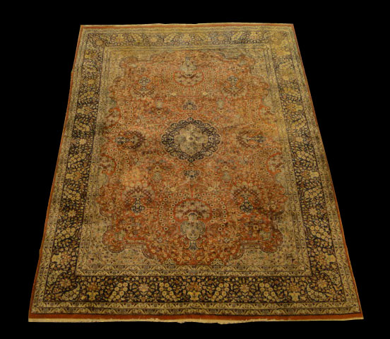 Hand Knotted Closed Field Design Persian Tabriz Oriental Rug.