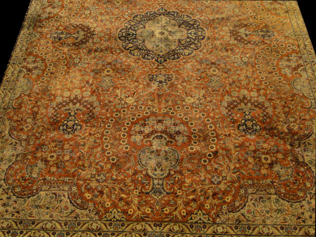 Hand Knotted Closed Field Design Persian Tabriz Oriental Rug.