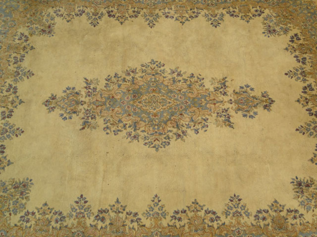 Mid 20th Century Persian Kerman Carpet. Partial Fabric Tag to Reverse.