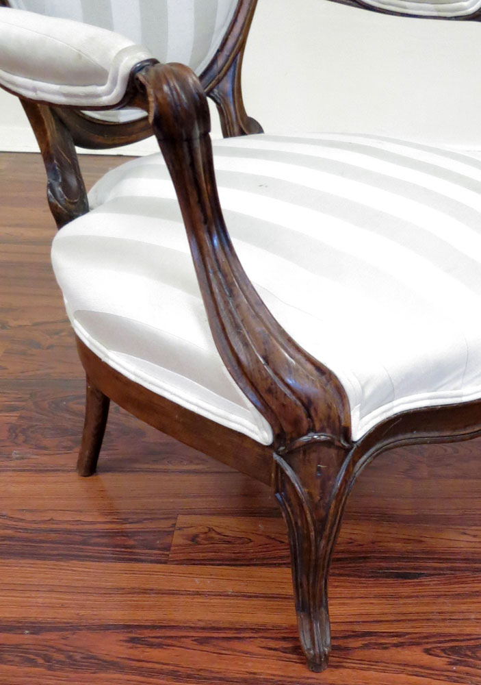 Pair of French Louis Philippe (1830-1848) Carved Beech Wood Fauteuils.