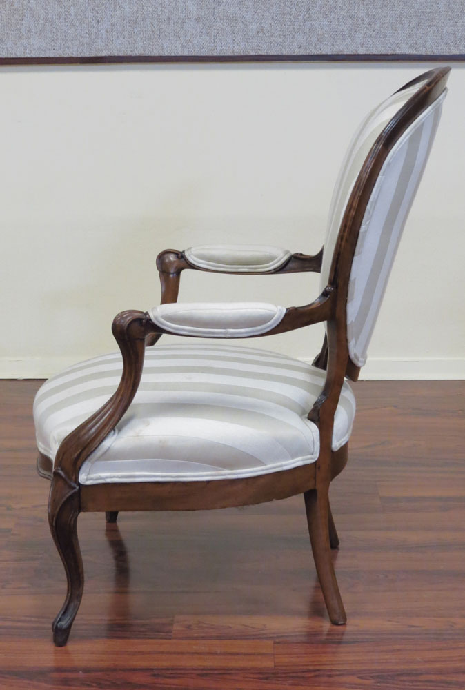 Pair of French Louis Philippe (1830-1848) Carved Beech Wood Fauteuils.