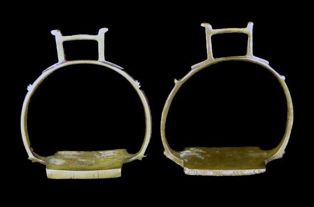 Lot of Two (2) 19th Century Chinese Brass Stirrups, Cast Using a Unique Lost Wax Method of Casting, Resulting in Burrless Pieces.