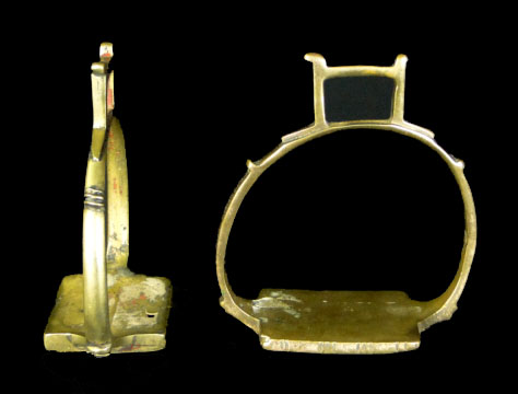 Lot of Two (2) 19th Century Chinese Brass Stirrups, Cast Using a Unique Lost Wax Method of Casting, Resulting in Burrless Pieces.