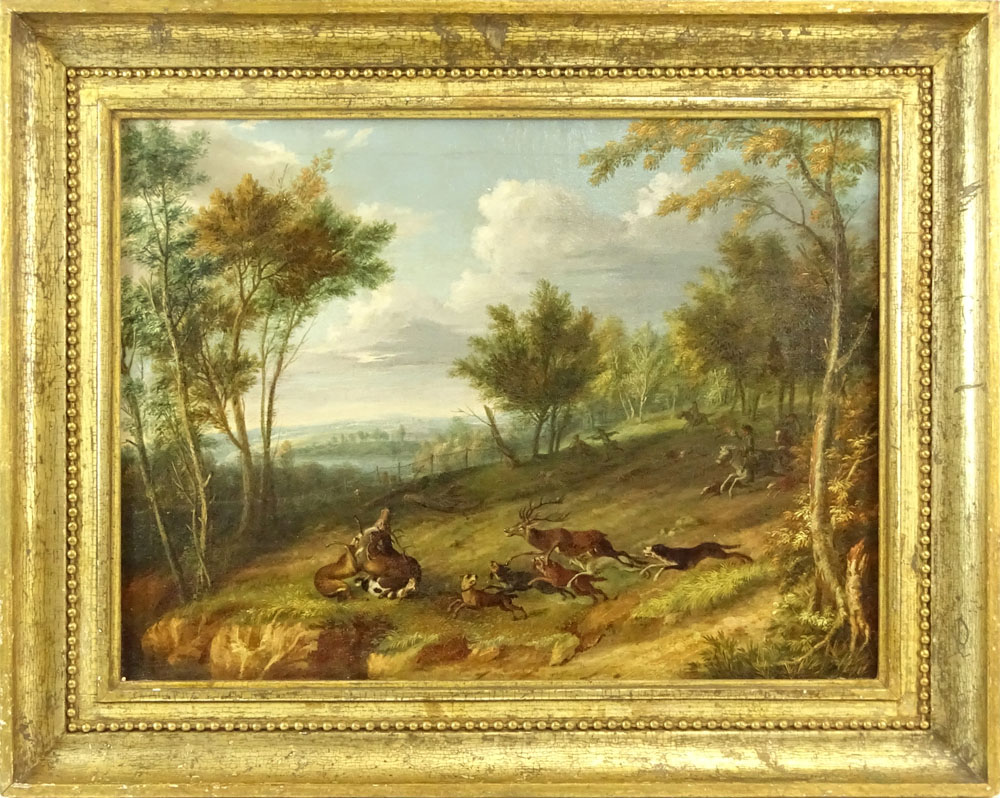 Friedrich Wilhelm Hirt, German (1721-1772) Oil on Canvas, Stag Hunt.