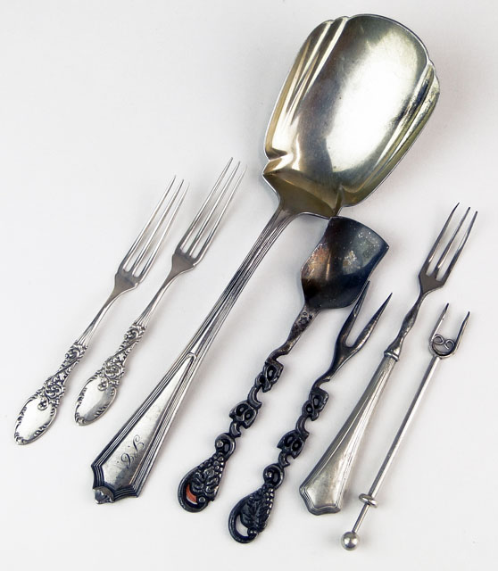 Seven (7) Vintage Sterling Silver Flatware Items Including Five (5) Small Forks, One (1) Small Spoon and One (1) Vintage Gorham Serving Spoon. 