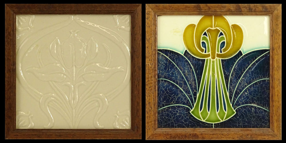 Two (2) Moorcroft style Art Nouveau decorative tiles.