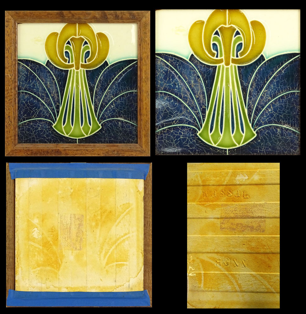 Two (2) Moorcroft style Art Nouveau decorative tiles.