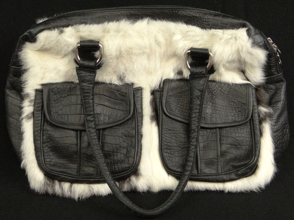 Elena Girardi, Italy Leather and Fur Lady's Hand Bag. Signed Elena Girardi