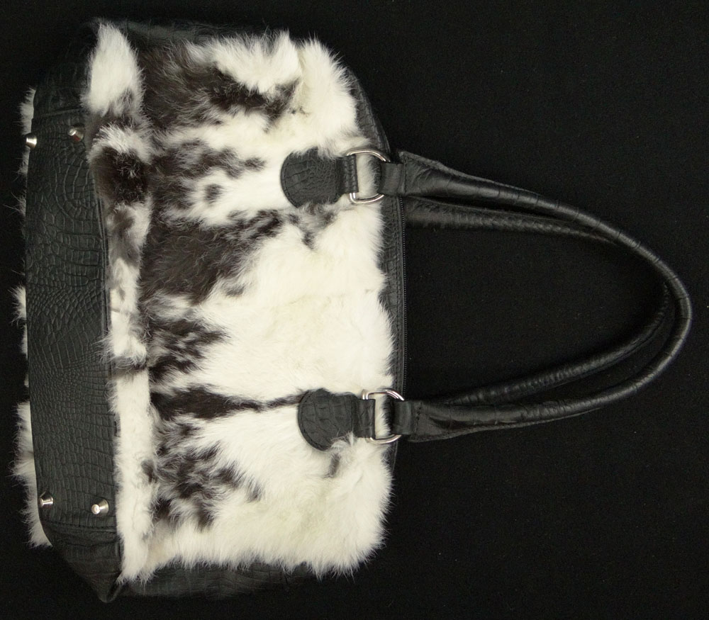 Elena Girardi, Italy Leather and Fur Lady's Hand Bag. Signed Elena Girardi