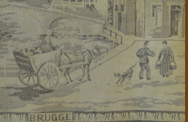 Early 20th Century Continental Woven Tapestry Panel/Wall Hanging with Scene of Brussels. Signed Gent, Bruge and Brussels.