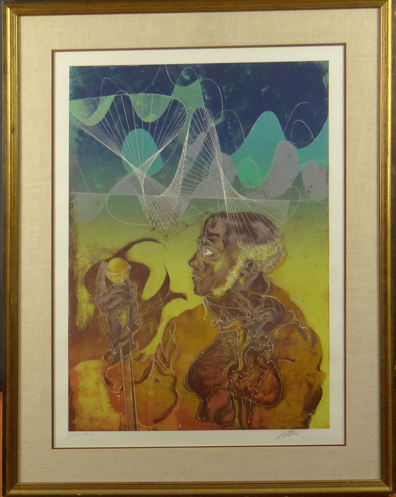 20th Century Color Lithograph. Pencil Signed (illegible) and Titled (illegible).