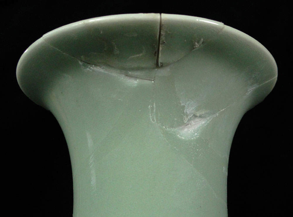 Chinese Blue Decorated Celadon Porcelain Bottle Vase.