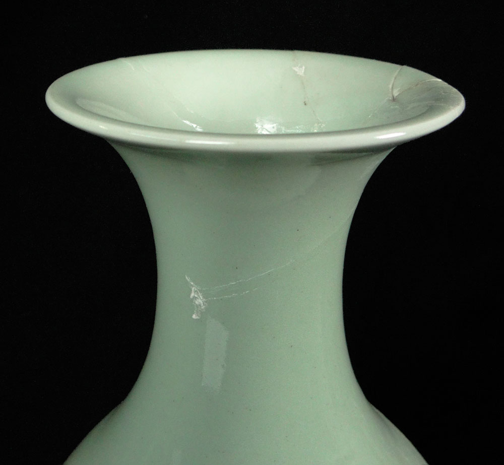 Chinese Blue Decorated Celadon Porcelain Bottle Vase.