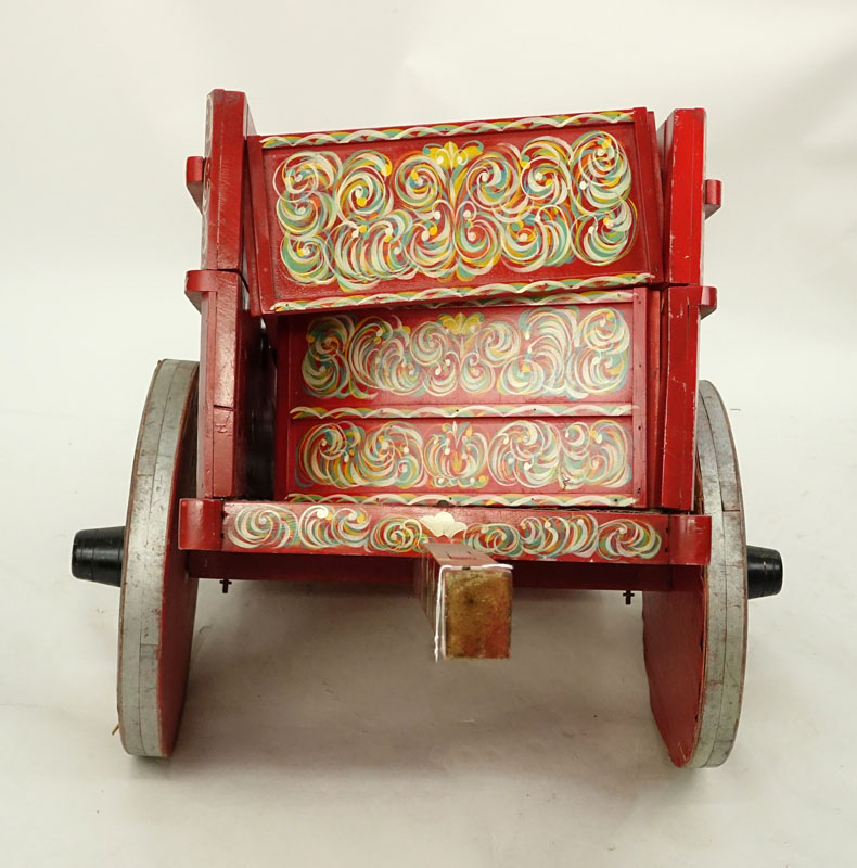 Vintage Painted Wood Pony Cart.