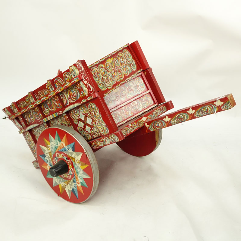 Vintage Painted Wood Pony Cart.