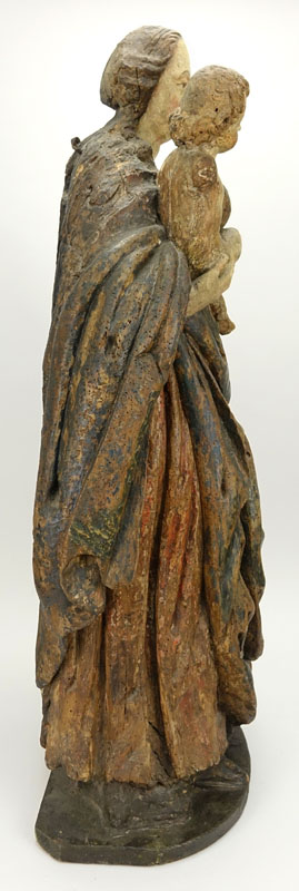 Large Wurttemberg region polychrome carved wood group "Virgin and Child". 