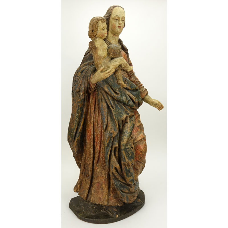 Large Wurttemberg region polychrome carved wood group "Virgin and Child". 